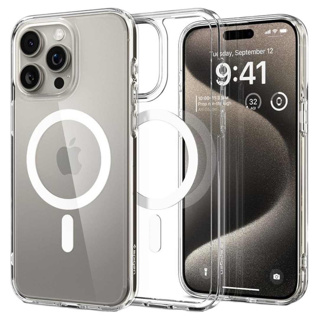 SG Apple iPhone Mag-Safe Wireless Charging | Designed with Magnetic Lock | Shockproof Phone Bumper Transparent Back Case Cover Compatible for iPhone (Transparent) | Free Cable Protector